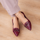 Flat bico fino com horsebit Bordô 2026 - Menahra Shoes